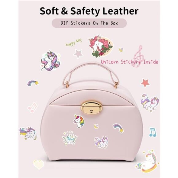 Kids Musical Jewelry Box for Girls with Drawer, Music Box with White Ballerina - Picture 3 of 6